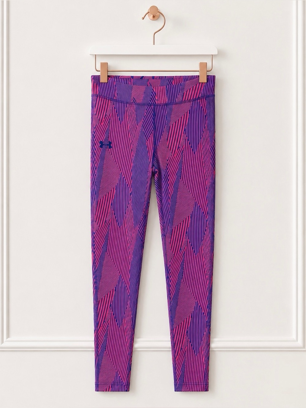NWT Under Armour Girls Youth XL Red Blue Printed Leggings Active Athletic Pants